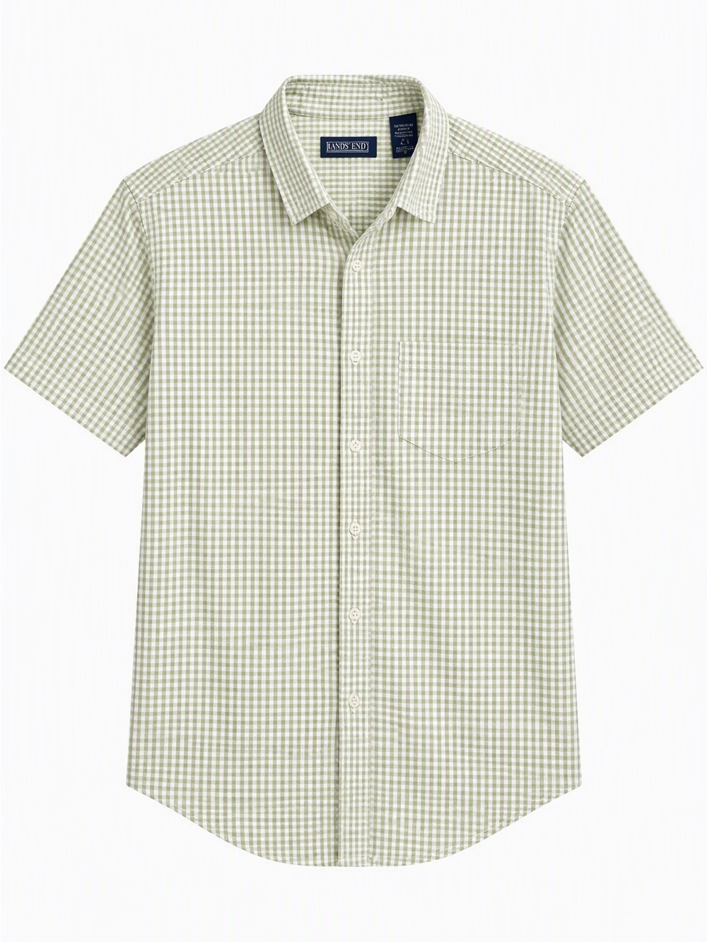 Lands' End Direct Merchants Gingham Button Up Shirt Women's M Green White